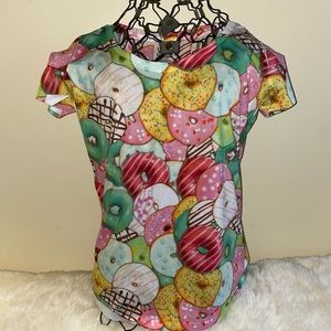 Vivid Sportswear Sugar & Sweet  Fitted Slinky Donuts Tee Size L
